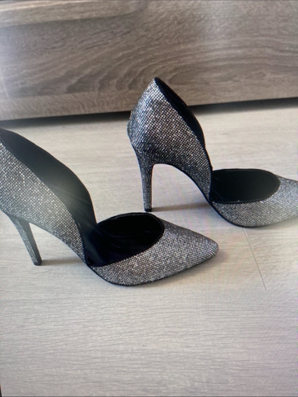 Sparkle D'Orsay Pointed-Toe Stiletto Heels - Silver
